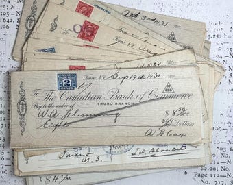 Antique banque cheques, bank cheque’s dated 1920s-1930s