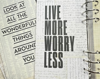 Set of 12 printed Planner pages - cards - artprints - reminiscence - double sided dashboard cards, inspirational, motivational cardpages