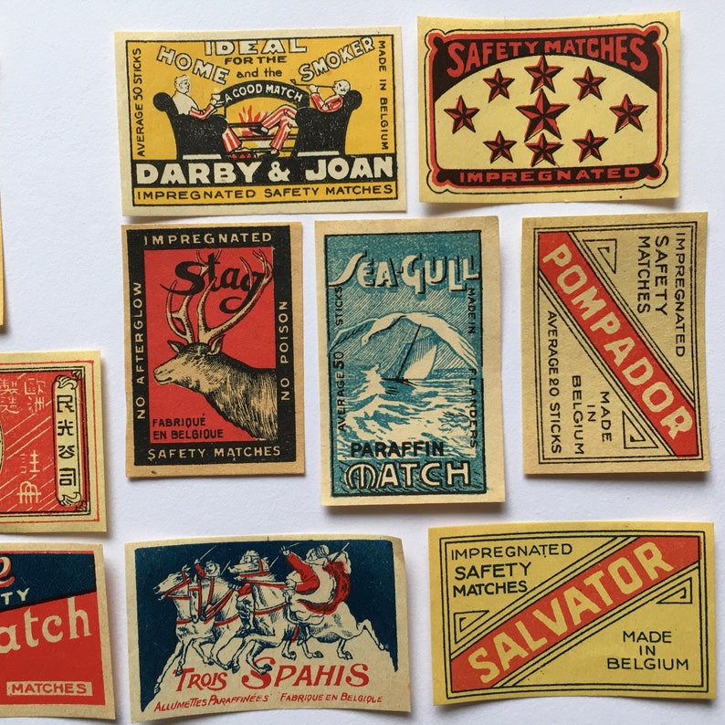 12 Pcs. 1950's Matchbox Labels images . Vintage Matchbox Etsy Australia