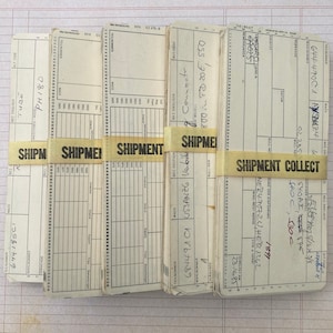 Vintage index cards from wild construction factory