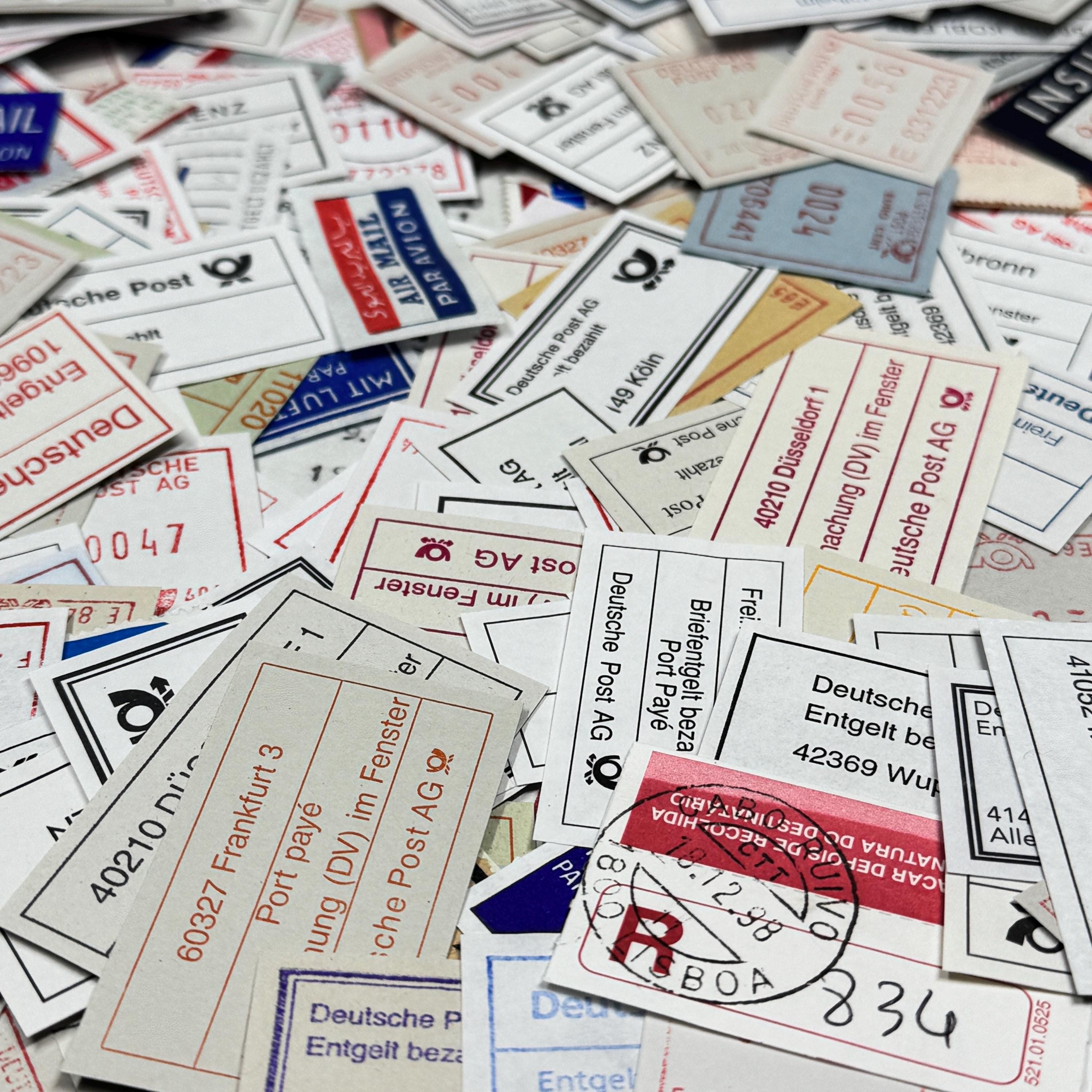 Postage Labels. Postage Paid, Registered Mail, Airmail, MIXED LOT, Mail ...