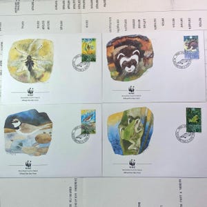 Beautiful WWF envelopes with matching stamps. Set of 4 official first day covers   Liechtenstein 1989