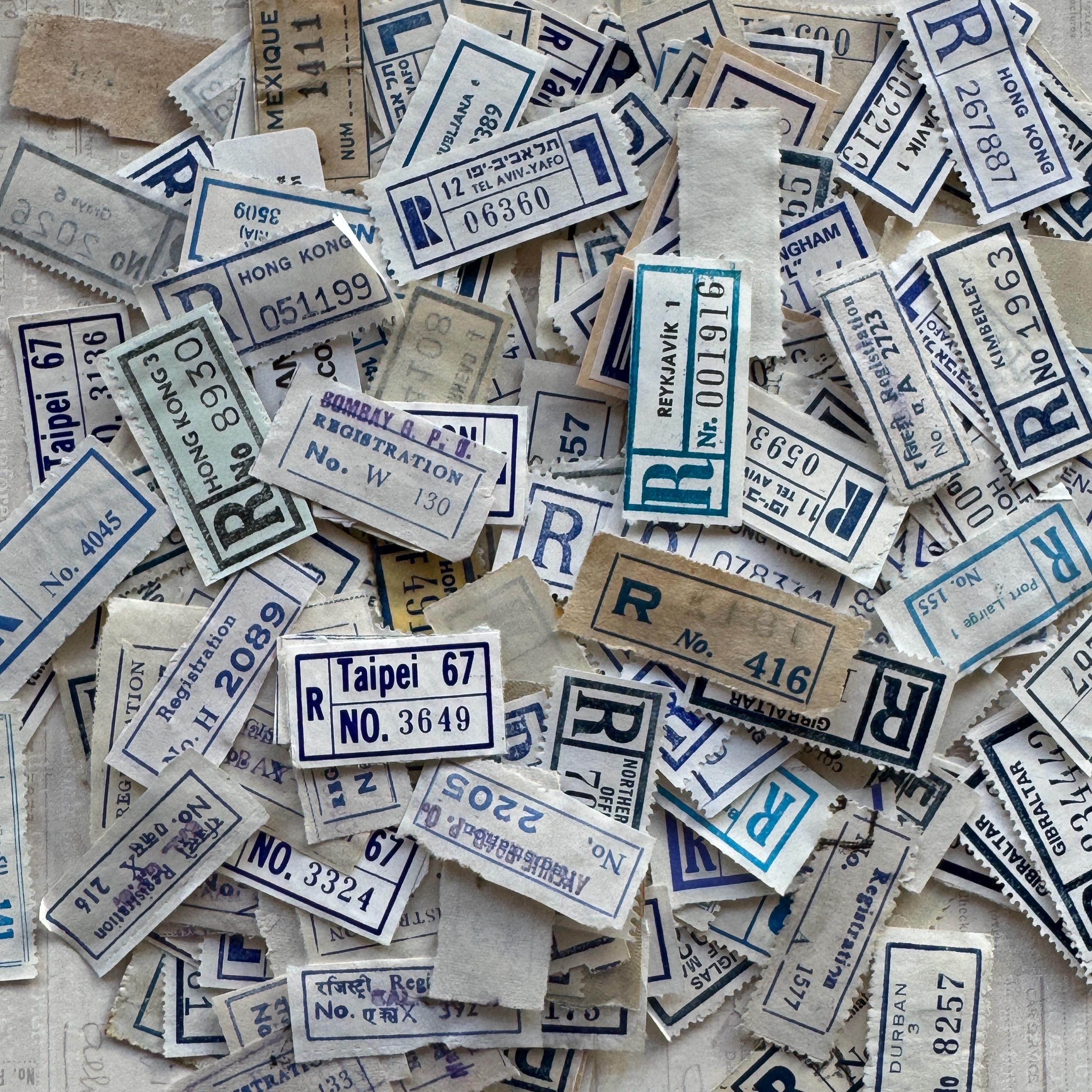 BLUE WHITE Registered Postage Labels. Mixed Lot, Vintage Mail - Etsy