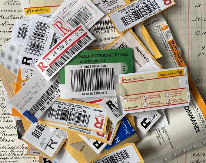 25 Registered Postage Mail Labels With Numbers / Barcodes. Etsy