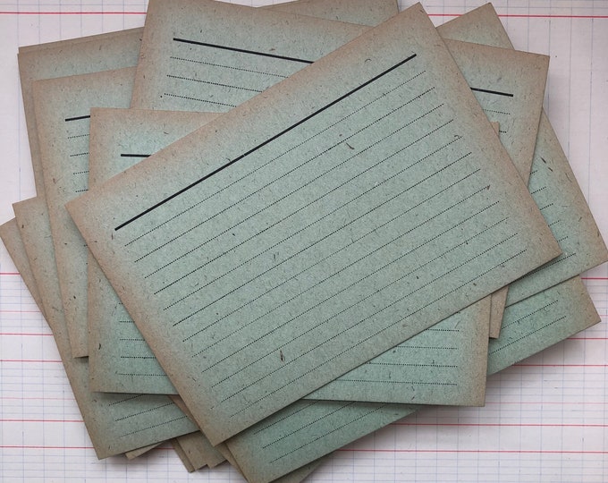 5 Green Vintage Index Cards From DDR. Great for Making art Journals Etc