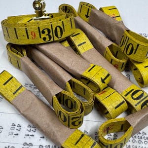 Vintage Measuring Tape, YELLOW old ruler tape from roll, rare old