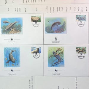 Beautiful WWF envelopes with matching stamps. Set of 4 official first day covers  Vanuata 1988