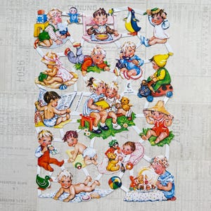 German scrap - children 50’s  illustrations. Die-cuts, ephemera, relief paper, nostalgic, paper craft, embellishment, decoration, scrapbook