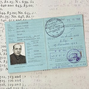 1968 Vintage ID card.  Unique, old, genuine. Carte d'identite