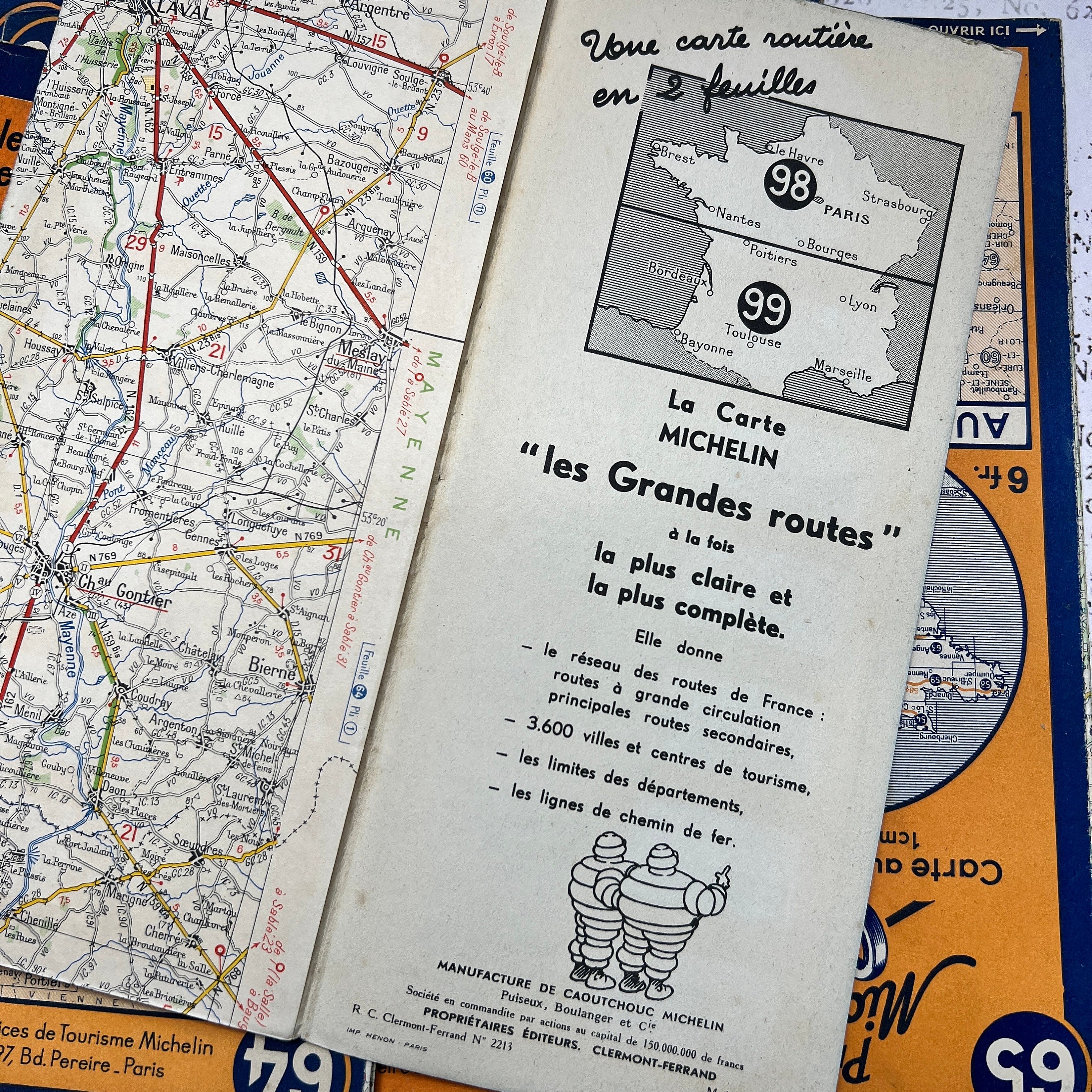 Vintage Michelin Road Maps of France, French Regions