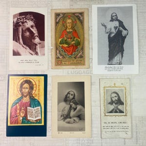 Cards with religious  illustrations. Set of 6. Holy Cards, Bible markers, religion ephemera, prayer cards, journaling.