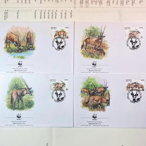 Beautiful WWF envelopes with matching stamps. Set of 4 official first day covers  Eritrea 1996