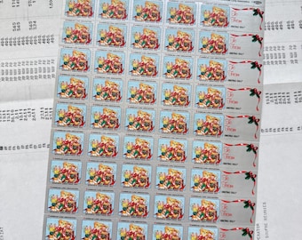 1994 Christmas seal greetings, sheet with rubberized stamps. American Lung Association, VINTAGE Season Greetings
