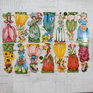 Scrap allemand - illustrations FLOWER CHILDREN. Découpes, éphémères, papier relief, nostalgique, artisanat en papier, embellissement, décoration, scrapbooking