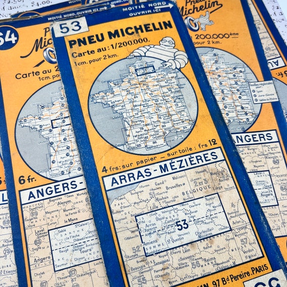 Vintage Michelin Road Maps of France, French Regions