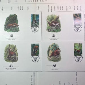 Beautiful WWF envelopes with matching stamps. Set of 4 official first day covers  Zaïre 1984
