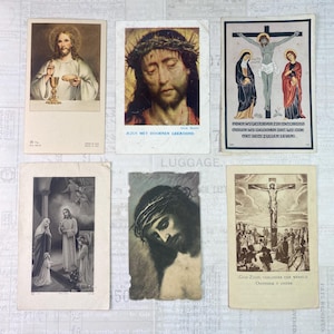 Cartes avec illustrations religieuses. Ensemble de 6. Cartes sacrées, marqueurs bibliques, éphémères religieux, cartes de prière, journalisation.