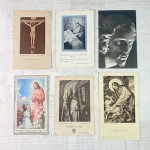 Cards with religious  illustrations. Set of 6. Holy Cards, Bible markers, religion ephemera, prayer cards, journaling.