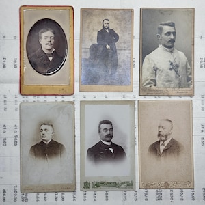 Conjunto de fotos antiguas de hombres. Fechadas entre finales del siglo XIX y principios del XX. Tarjetas originales del gabinete.