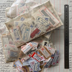 Vintage Registered postage mail labels.