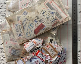 Vintage Registered postage mail labels.