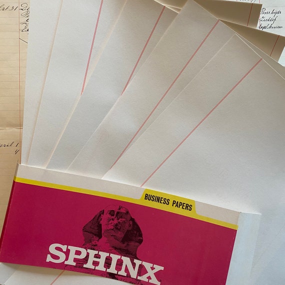 Vintage Sphinx Bond Typing Paper With Red Margins Set of 5. 