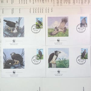 Beautiful WWF envelopes with matching stamps. Set of 4 official first day covers  Guyana 1990