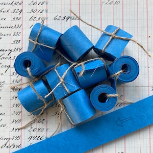Mini rotolo di carta BLU per telescriventi, carta per codice Morse. Vintage, larghezza 2,5 cm. Dal 1973 Tele Type