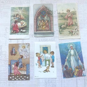 Cartes avec illustrations religieuses pour enfants. Ensemble de 6. Cartes sacrées, marqueurs bibliques, éphémères religieux, cartes de prière, journalisation.