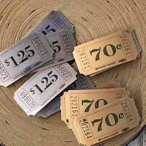 12 vintage carnival tickets, great for journaling, collage, scrapbooking etc.