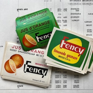 Vintage Fency bottle labels - orange juice - lemonade