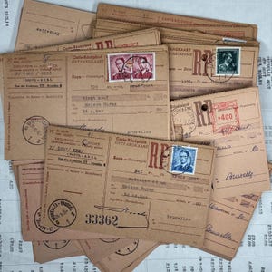 Vintage receipt, proof of payment cards from the fifties.