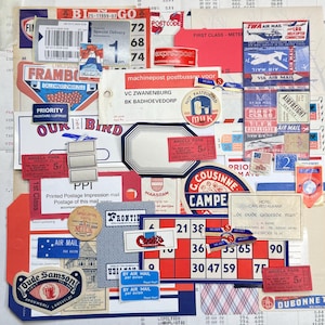 Red-White-Blue Ephemera gift set - vintage - postal - airmail - postoffice - mail