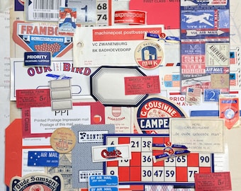 Red-White-Blue Ephemera gift set - vintage - postal - airmail - postoffice - mail