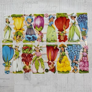 German scrap - FLOWER CHILDREN illustrations. Die-cuts, ephemera, relief paper, nostalgic, paper craft, embellishment, decoration, scrapbook