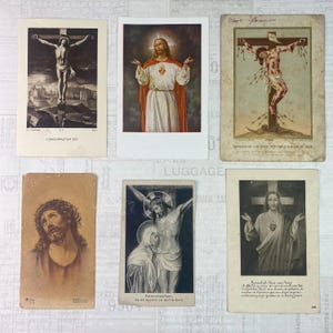 Cards with religious  illustrations. Set of 6. Holy Cards, Bible markers, religion ephemera, prayer cards, journaling.