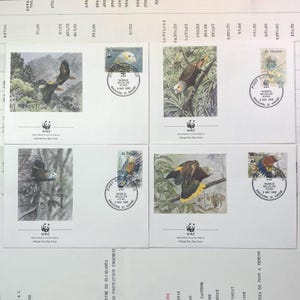 Beautiful WWF envelopes with matching stamps. Set of 4 official first day covers  St. Vincent