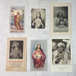Cards with religious  illustrations. Set of 6. Holy Cards, Bible markers, religion ephemera, prayer cards, journaling.