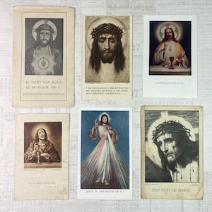 Cards with religious  illustrations. Set of 6. Holy Cards, Bible markers, religion ephemera, prayer cards, journaling.