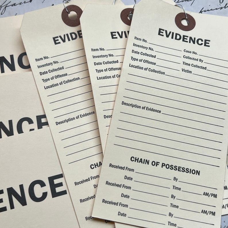 Set of 6 Evidence- Police Journaling Tags. Ephemera Junk Journal ...