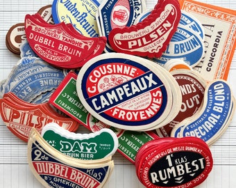 Set with Vintage bottle Labels from Europe. A bright, fun, colorful lot to add to your collection!