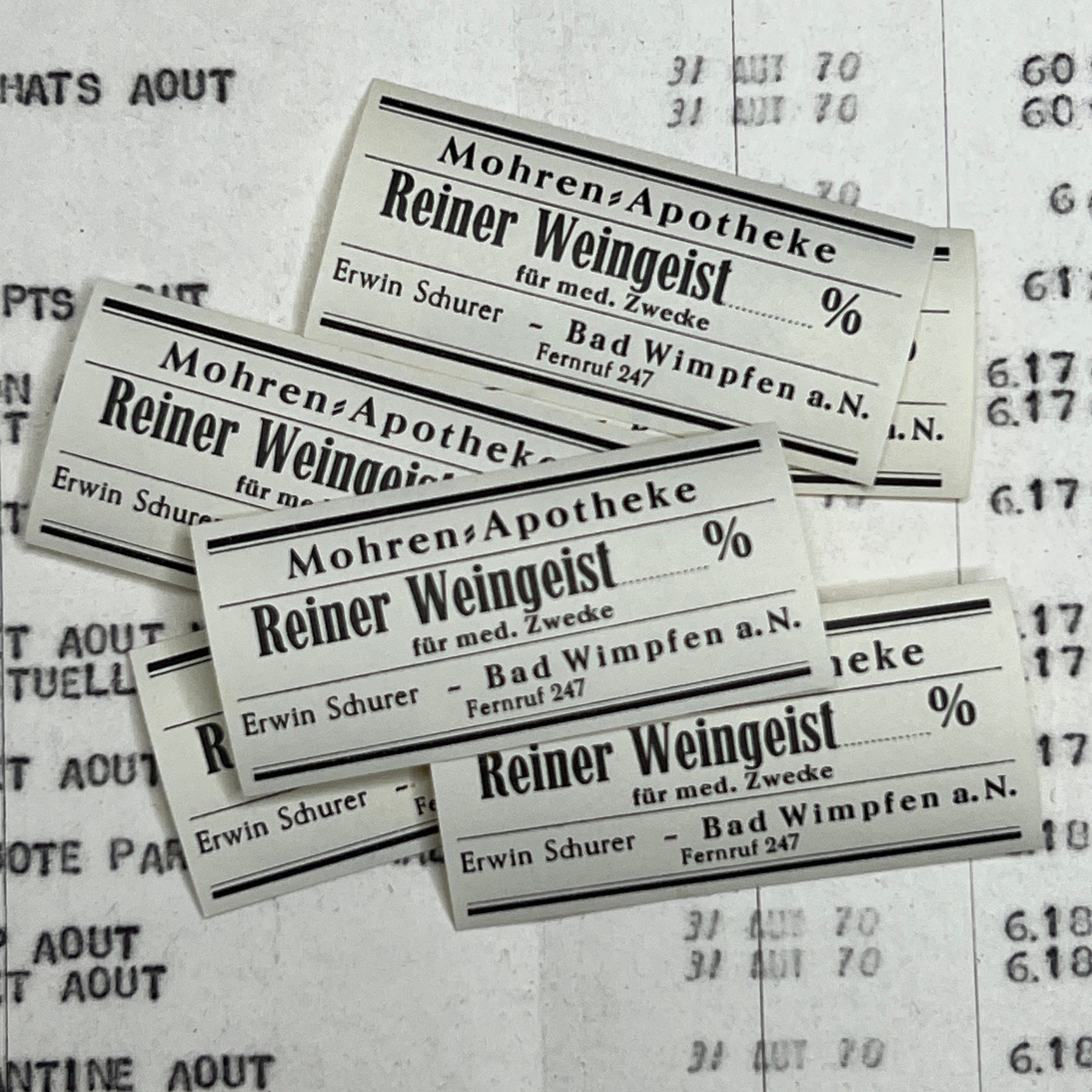 Pharmacy Labels. Old medicine labels, prop, mixed media, journaling. Vintage Apotheke, pharmacy labels, pure wine spirit