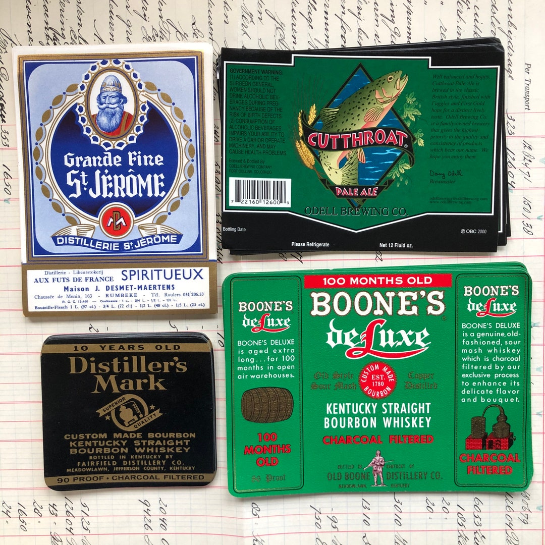 Various Vintage Bottle Labels Choose Your Favorite Ones Bourbon Whiskey