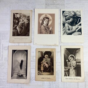 Cards with religious children’s  illustrations. Set of 6. Holy Cards, Bible markers, religion ephemera, prayer cards, journaling.
