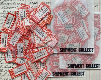 Busta in cellophane con etichette postali raccomandate d&#39;epoca.