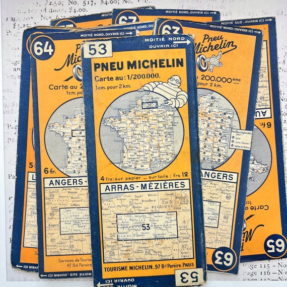 Vintage Michelin Road Maps of France, French Regions