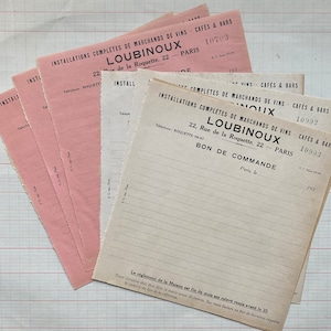 Vintage Paris order book sheets