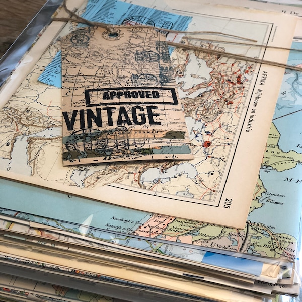 Vintage-Kartenseiten von ca. 20 verschiedene Bücher – Atlasseiten-Geschenkpackung