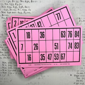 Cartes de jeu Pink Bingo de France. Style rétro, inspiration vintage.