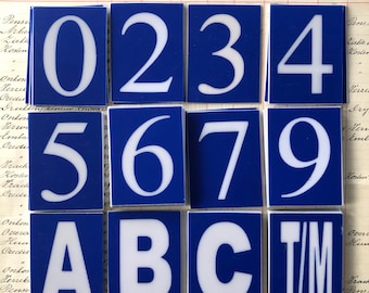 Vintage Blue acrylic/plastic number & letter signs